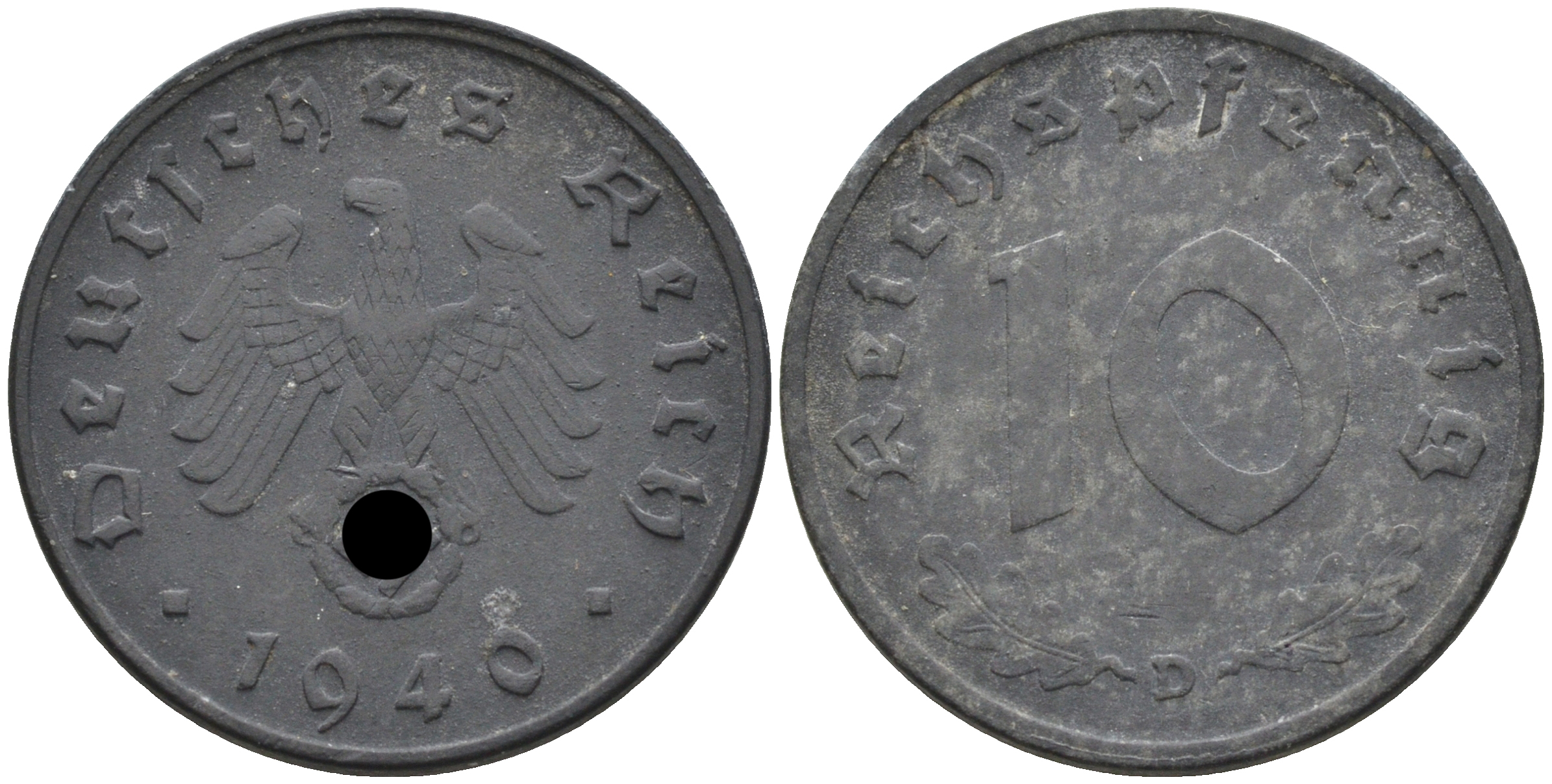 Германия 10 рейхспфеннигов 1940 D KM 101, J. 371 цинк 4116-554