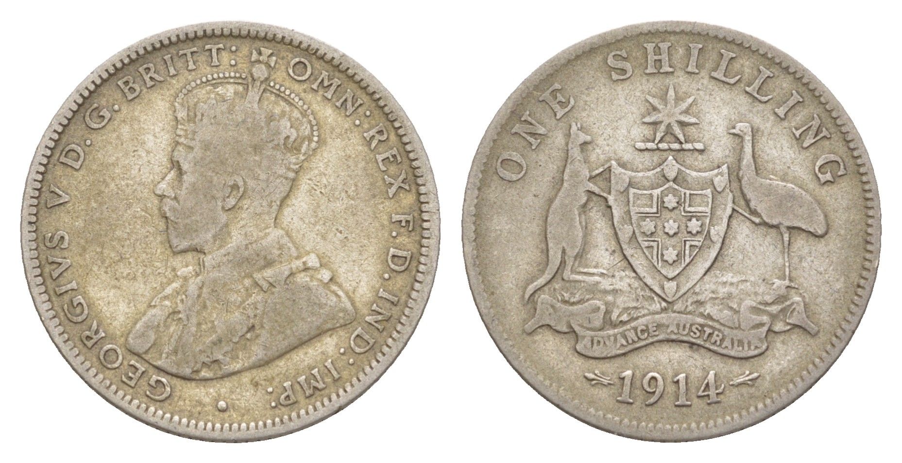 Австралия 1 шиллинг 1914 Георг V (1910-1936) KM 26 серебро 4178-417