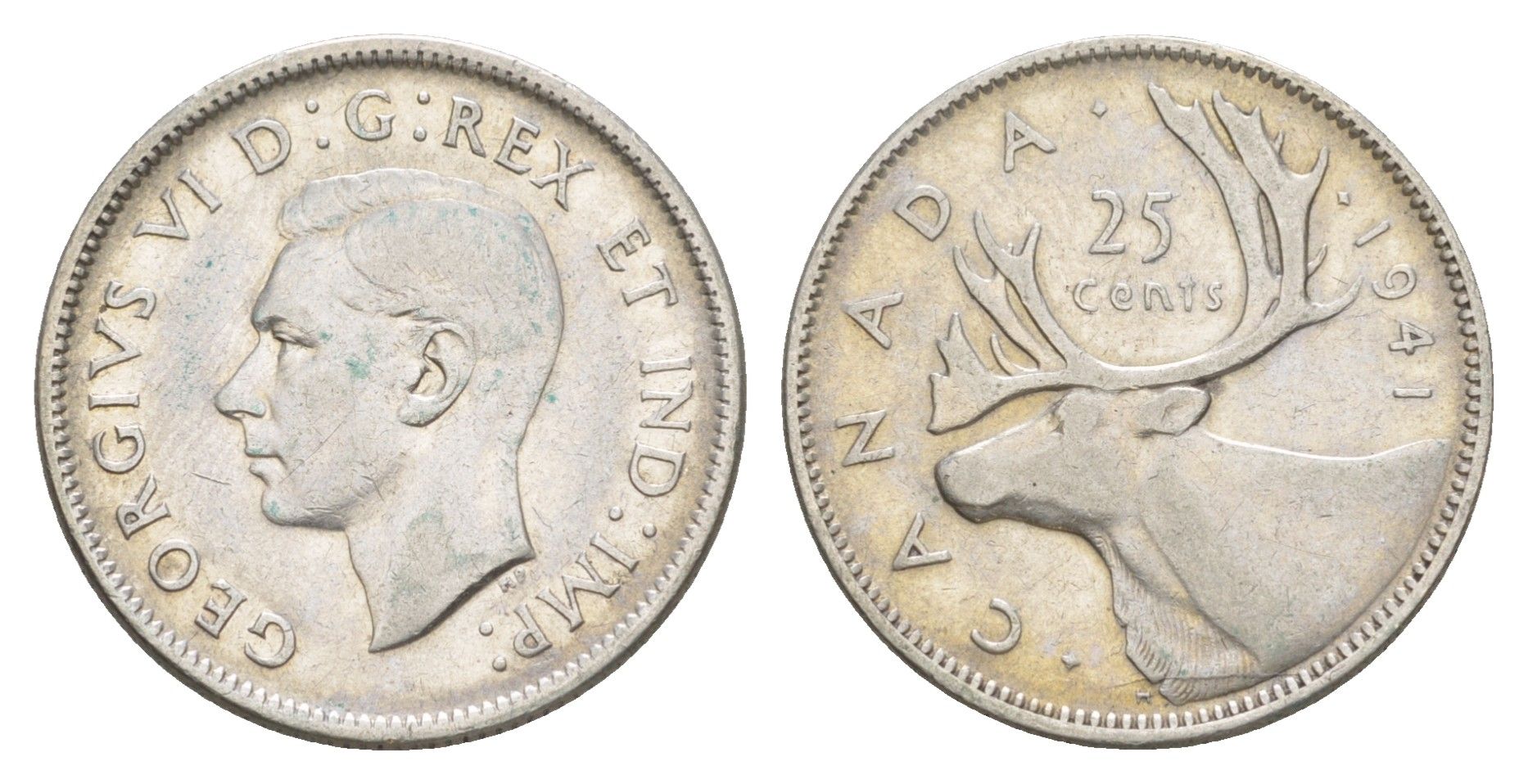 Канада 25 центов 1941 Георг V (1910-1936), олень KM 35 серебро 73-1241