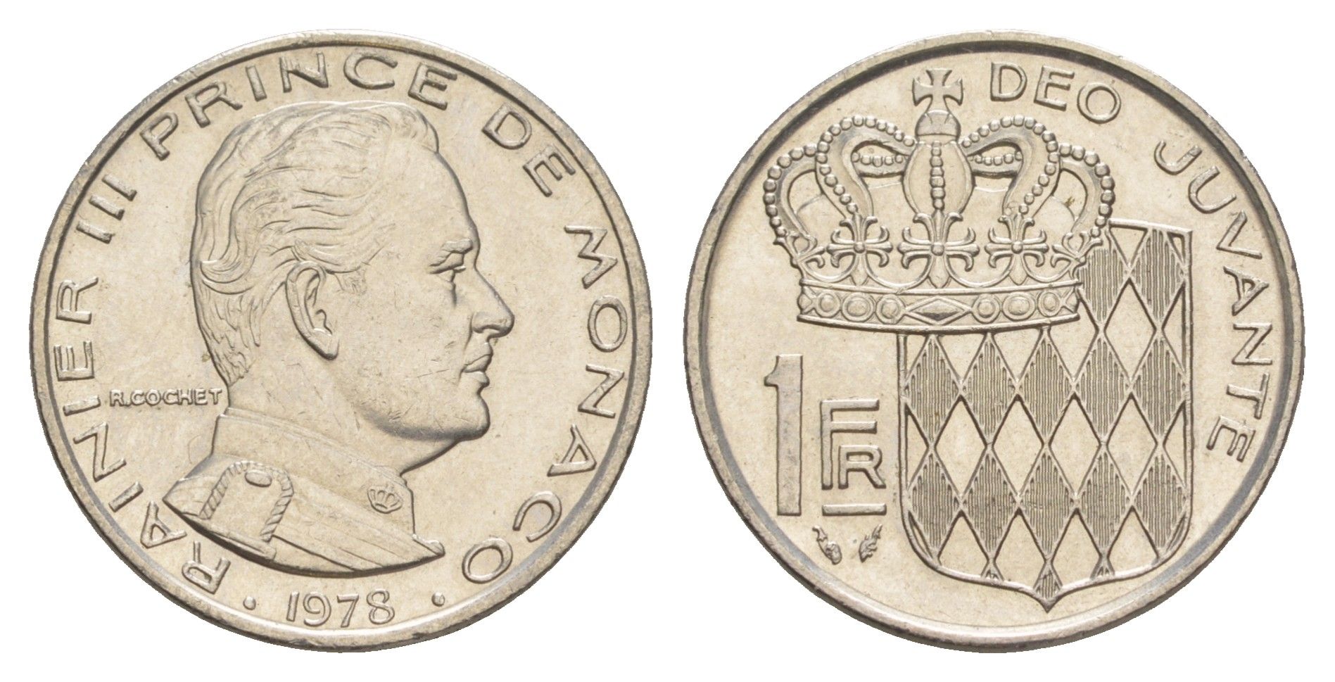 Монако 1 франк 1978 Ренье III (1949-2005) KM 140 никель UNC 4646-1156
