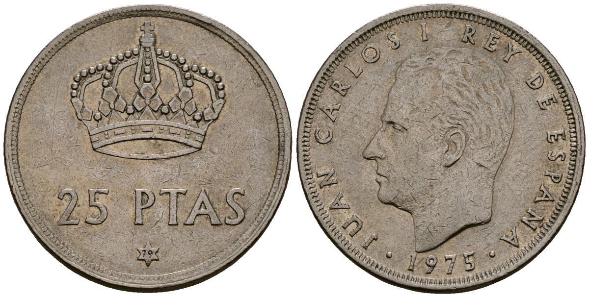 Испания 25 песет 1975 (79) Хуан Карлос I (1975-2014) KM 808 медно-никель 4165-946