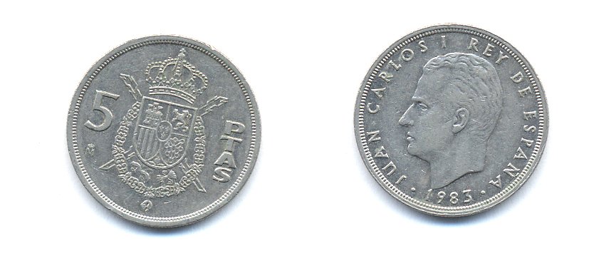 Испания 5 песет 1983 Хуан Карлос I (1975-2014) KM 823 медно-никель 23-1413