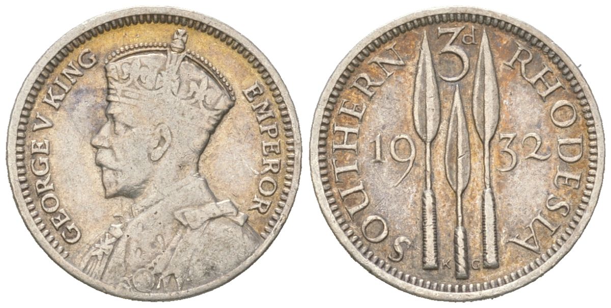 Южная Родезия 3 пенса 1932 Георг V (1910-1936) KM 1 серебро 4617-111