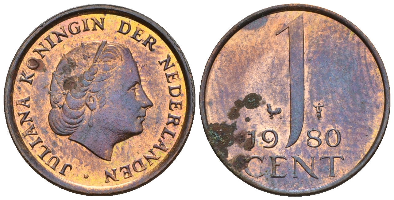 Нидерланды 1 цент 1980 Юлиана (1949-1980) KM 180 бронза UNC 220-528