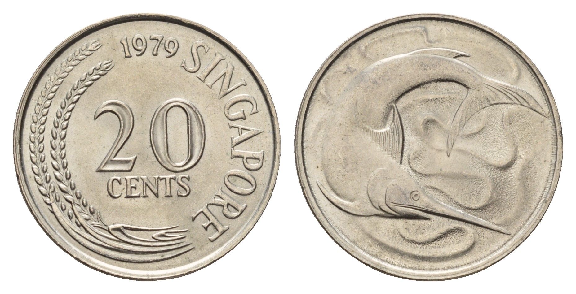 Сингапур 20 центов 1979 KM 4 медно-никель UNC 3999-112