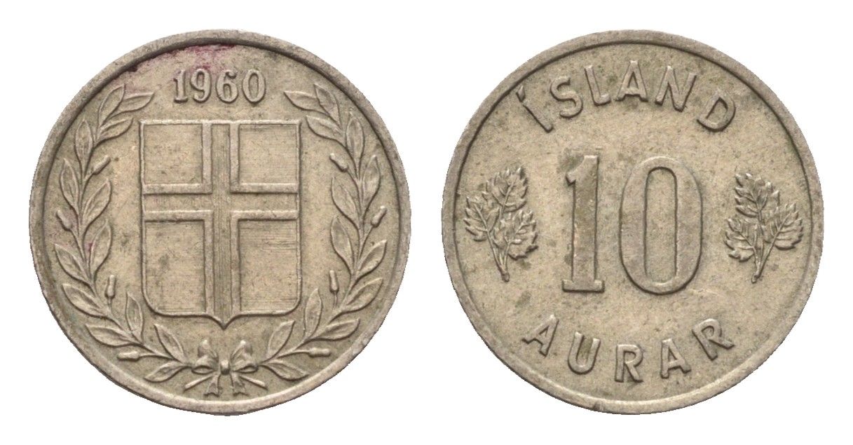 Исландия 10 эйре 1960 KM 10 медно-никель 4690-663