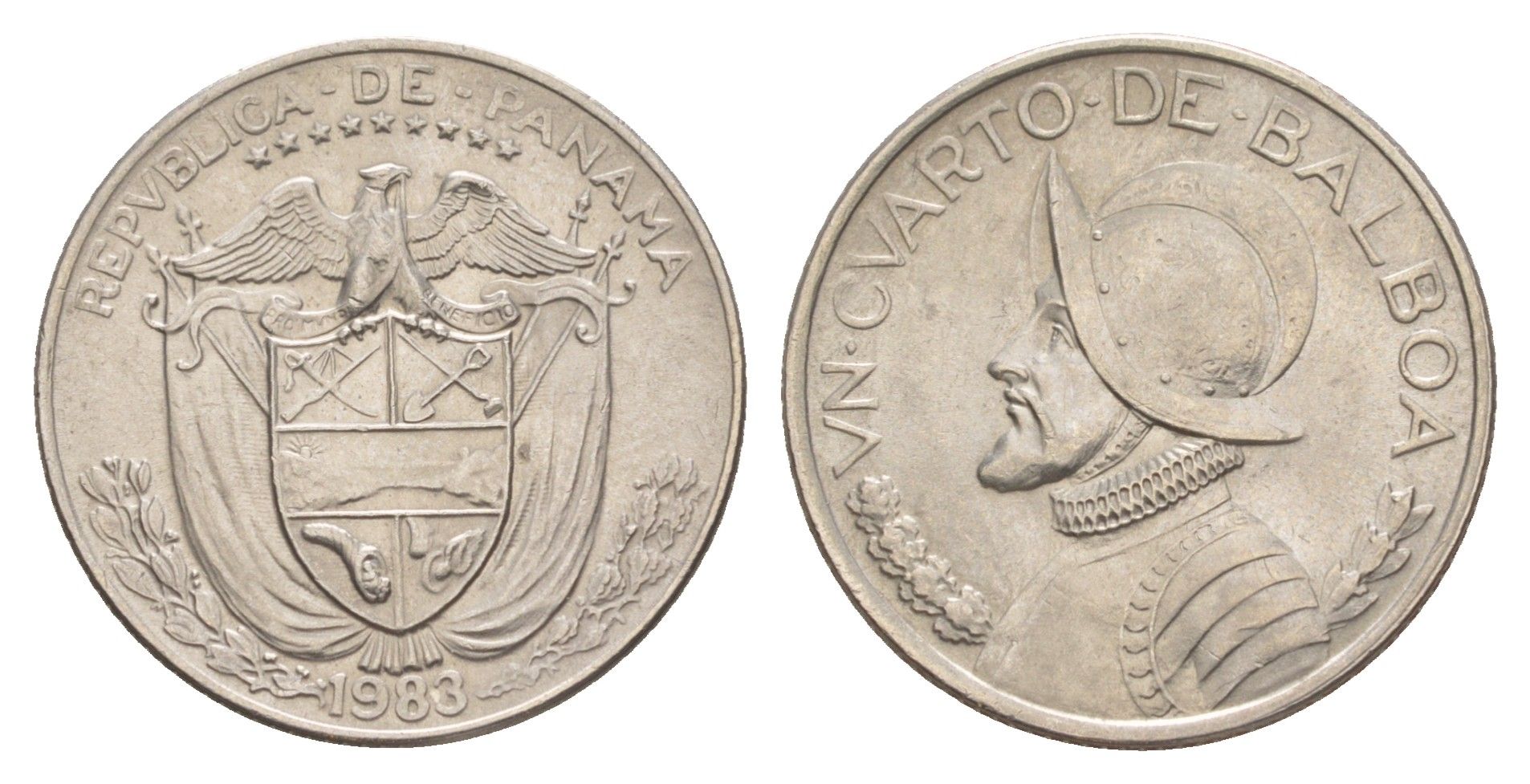 Панама 1/4 бальбоа (25 сентесимо) 1983 KM 11.2a медь плакированная медно-никелем 4642-652