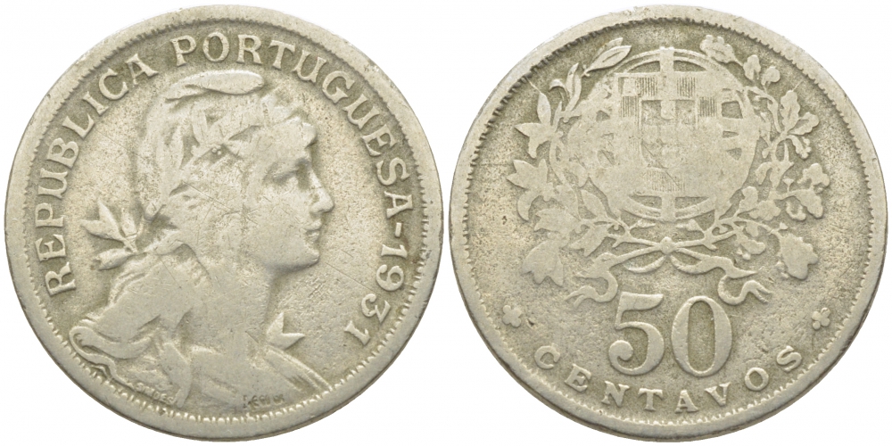 Португалия 50 сентаво 1931 KM 577 медно-никель 3856-921
