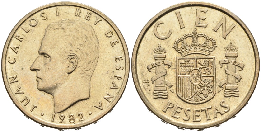 Испания 100 песет 1982 Хуан Карлос I (1975-2001) KM 826 алюминиевая бронза 4573-116