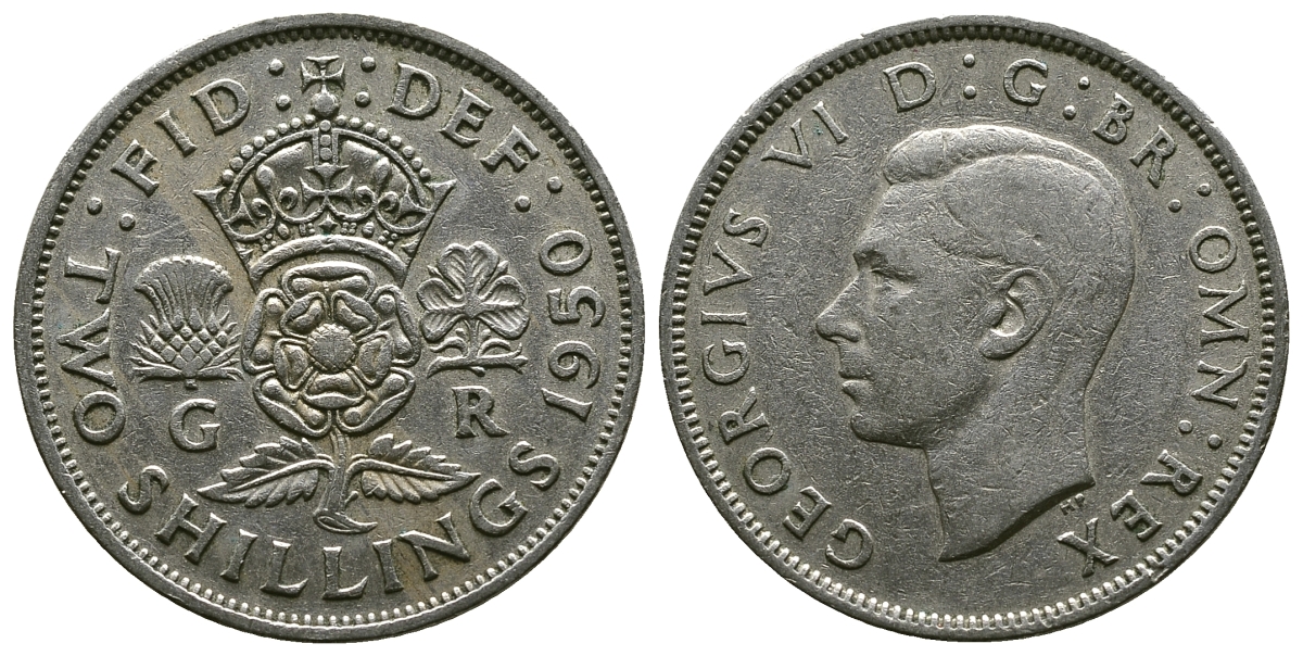 Великобритания 2 шиллинга (флорин) 1950 Георг VI (1936-1952) KM 878, Spink 4107 медно-никель 4607-714