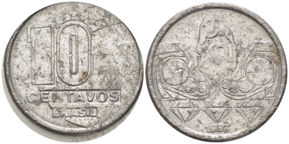 Бразилия 10 сентаво 1989 золотодобыча KM 613 нержавеющая сталь 105-1266