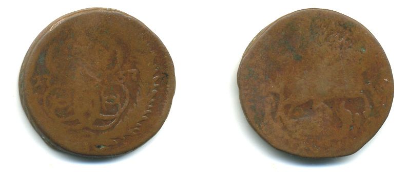 РОССИЯ 1 КОПЕЙКА 1757 медь 61-143