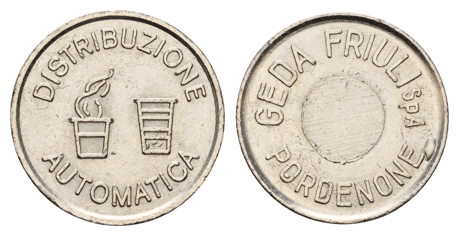 Италия жетон для выдачи напитков - кофе диаметр 23,5 мм, вес 4,7 гр никель 4670-927