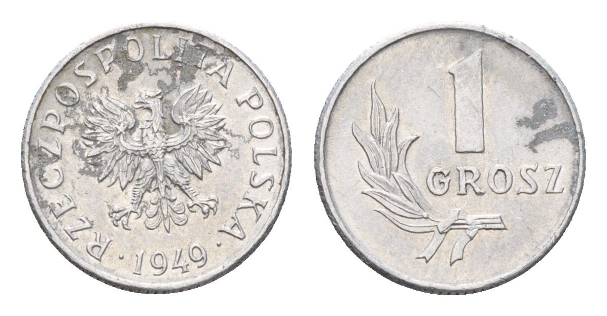 Польша 1 грош 1949 год-тип Y 39 алюминий 4685-1154