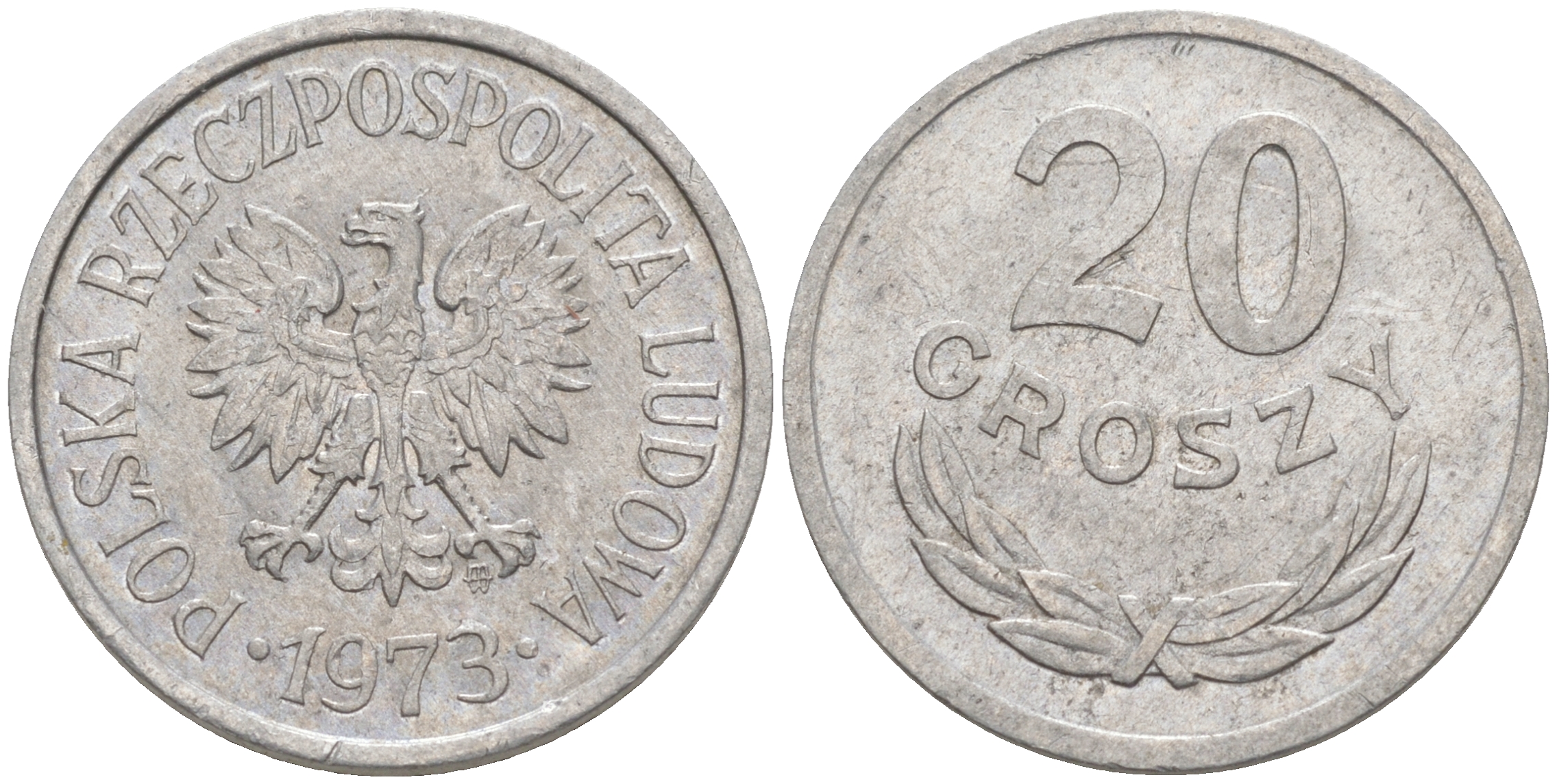 Польша 20 грошей 1973 MW KM А47, Parchimowicz 208m алюминий XF 188-744