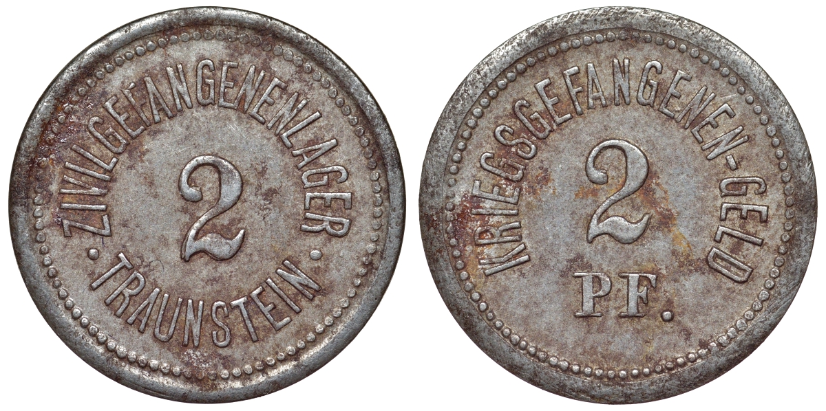 Германия, Траунштайн 2 пфеннига ND лагерь военнопленных, нотгельд железо 4119-925