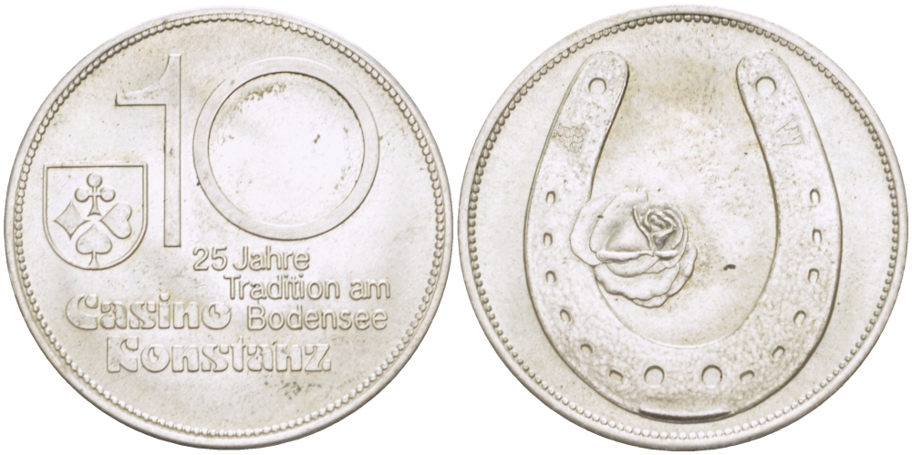ГЕРМАНИЯ ЖЕТОН ND КАЗИНО ГОРОДА КОНСТАНЦ НА БОДЕНСКОМ ОЗЕРЕ, 25-ЛЕТНЯЯ ТРАДИЦИЯ, ДИАМЕТР 30 ММ серебро 4527-1013