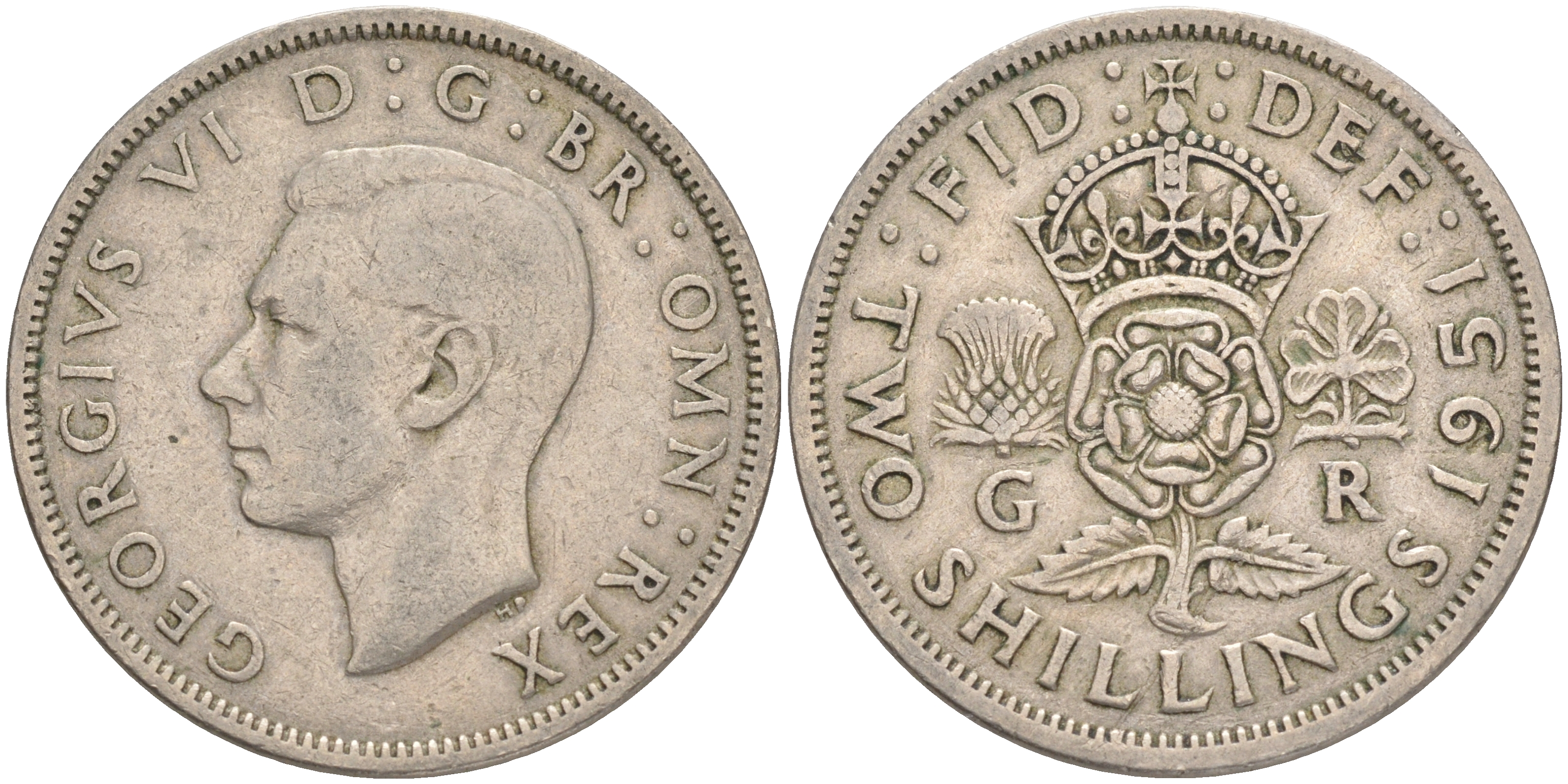 Великобритания 2 шиллинга (флорин) 1951 Георг VI (1936-1952) KM 878, Spink 4107 медно-никель 189-626