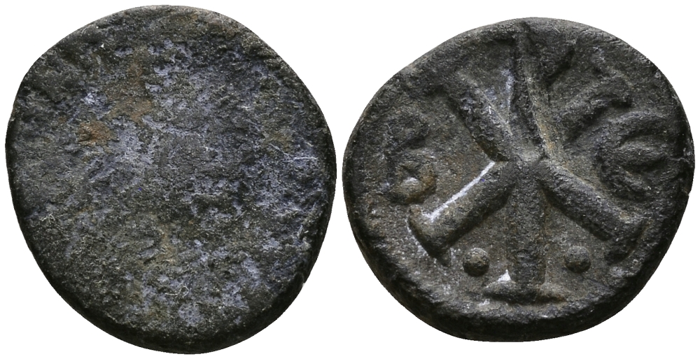 Византийская Империя пентануммий 518-527 Иустин I Константинополь FINE Sear 75 бронза 1073-9-41