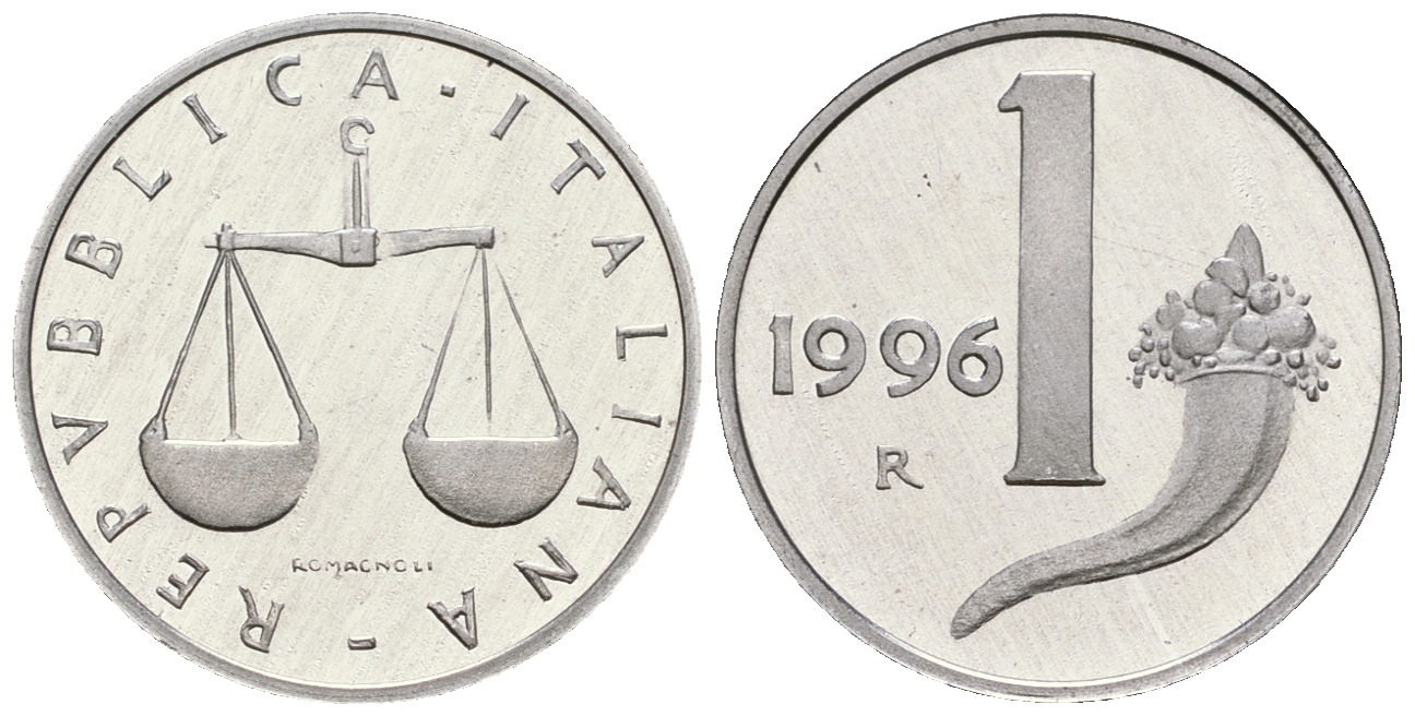 Италия 1 лира 1996 R KM 91 алюминий PROOF 1099-3-44