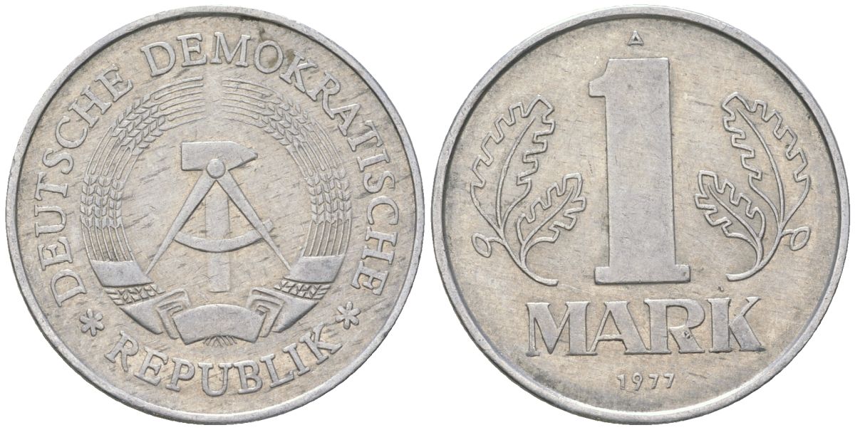 ГДР 1 марка 1977 A KM 35.2 алюминий 4575-1247