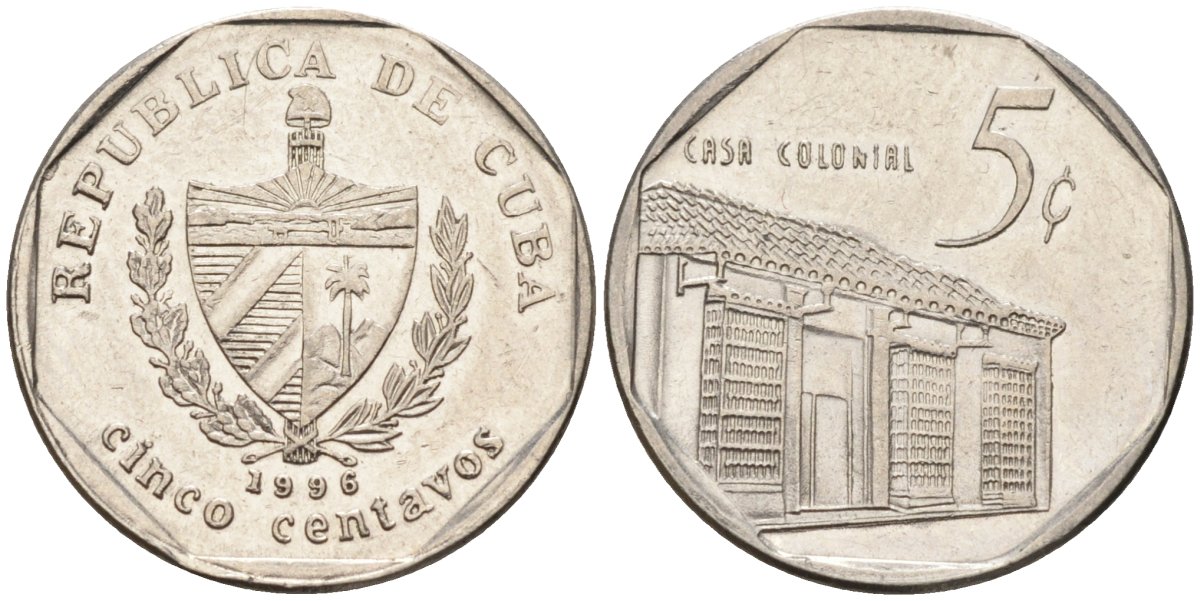 Куба 5 сентаво 1996 Casa colonire KM 575.2 никелированная сталь 4532-1017