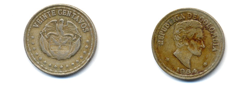 КОЛУМБИЯ 20 СЕНТАВО 1964 KM 215.2 медно-никель 76-617