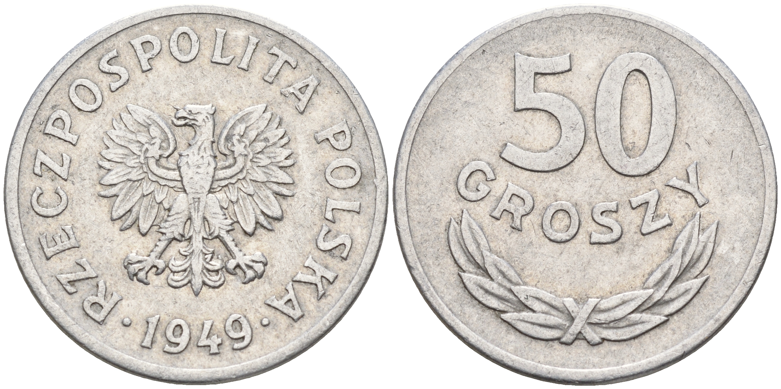 Польша 50 грошей 1949 KM 44а, Parchimowicz 209b алюминий  4161-123