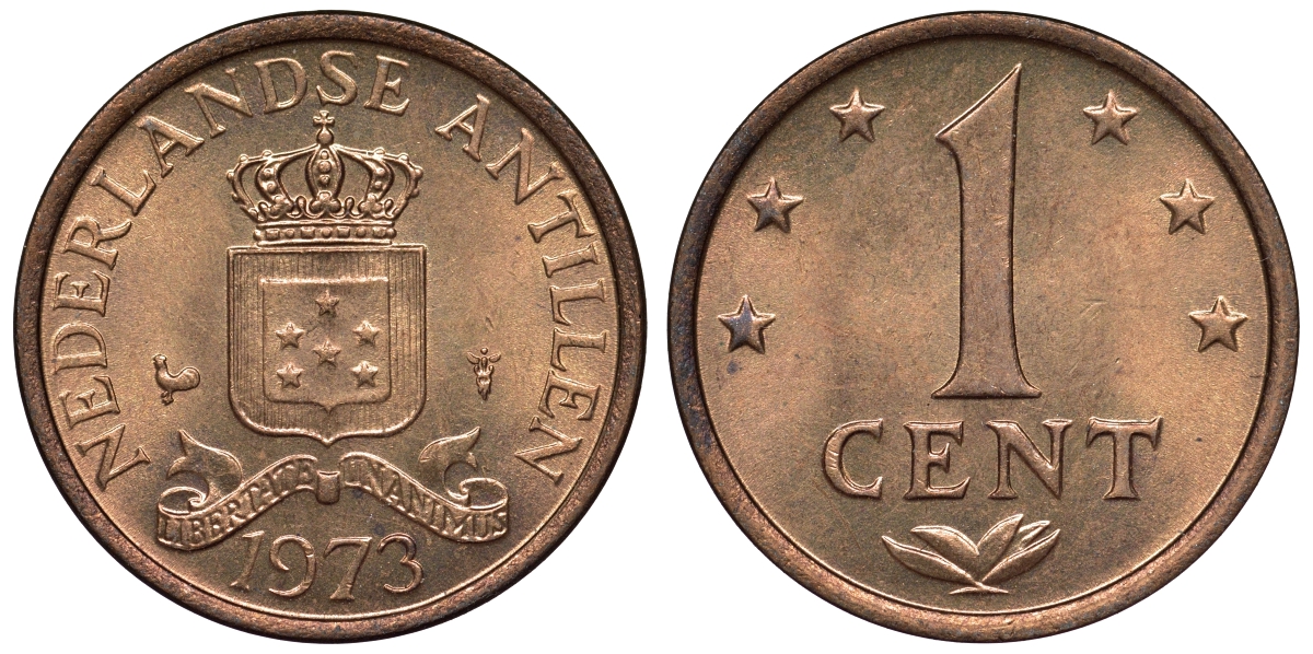 Нидерландские Антилы 1 цент 1973 Юлиана (1948-1980) KM 8 бронза UNC 4118-921
