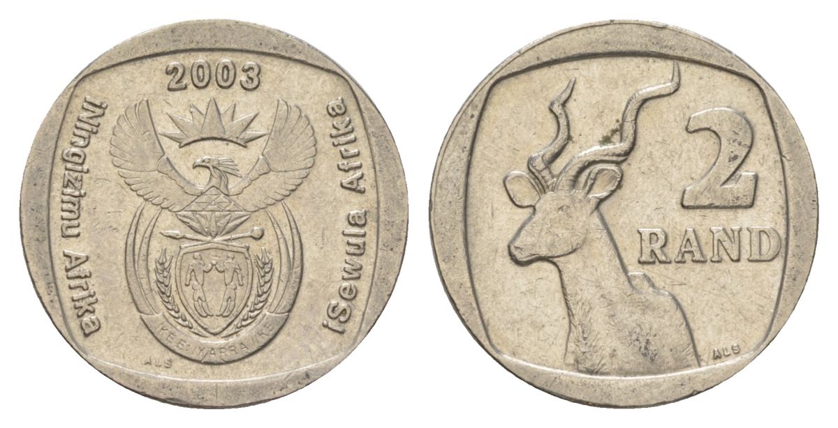 ЮАР 2 ранда 2003 KM 335 медь плакированная никелем UNC 4626-1247