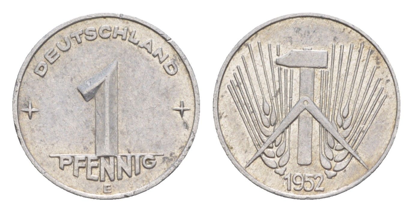 ГДР 1 пфенниг 1952 E KM 5 алюминий 4647-935