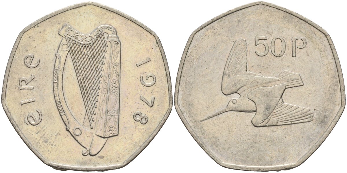 Ирландия 50 пенсов 1978 вальдшнеп KM 24 медно-никель 4144-1113