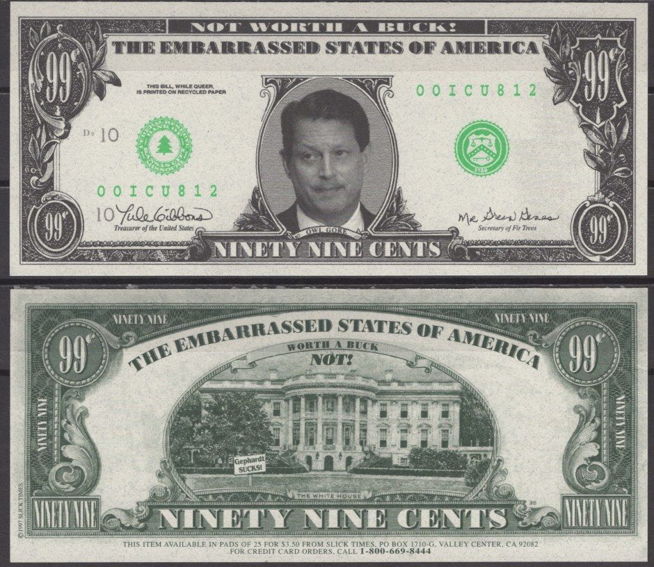США 99 центов 1997 Смущенные Штаты Америки - Эл Гор бумага UNC (пресс) 7197-7-2