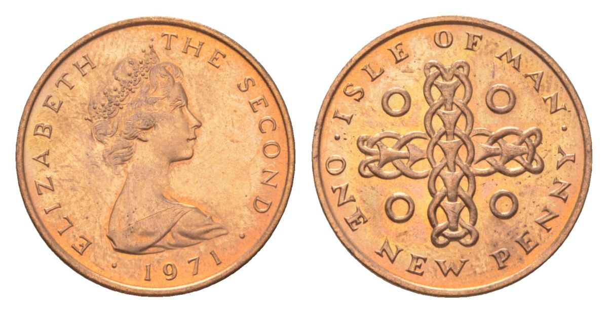 Остров Мэн 1 пенни 1971 KM 20 бронза UNC 4623-546