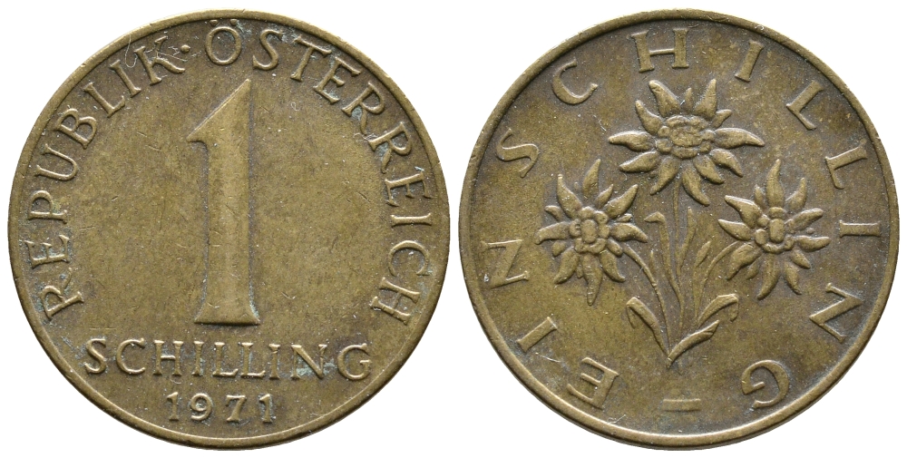 Австрия 1 шиллинг 1971 KM 2886 алюминиевая бронза 51-1645