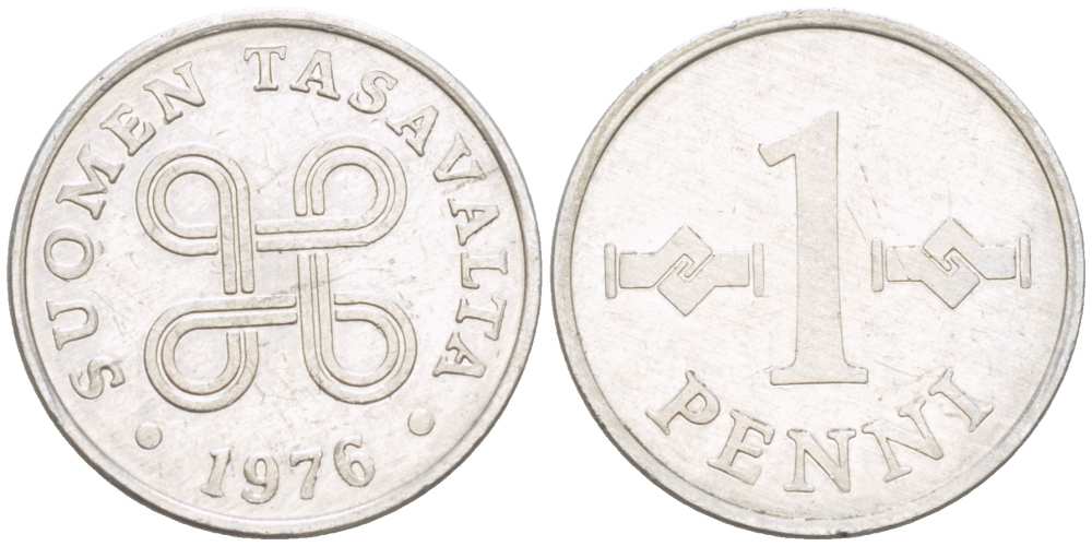 Финляндия 1 пенни 1976 KM 44а алюминий 218-1263