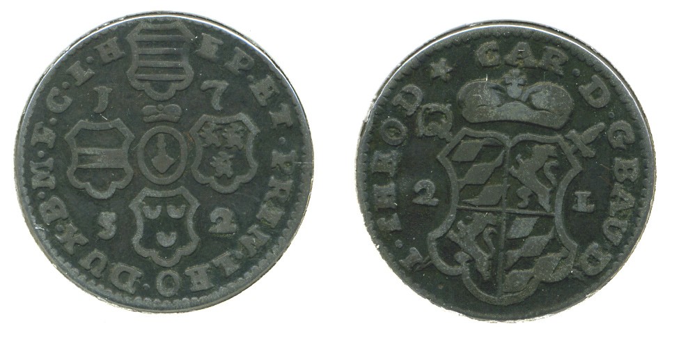 АВСТРИЙСКИЕ НИДЕРЛАНДЫ ЛИИГЕ 2 ЛИАРДА 1752 KM 158 медь 503-431