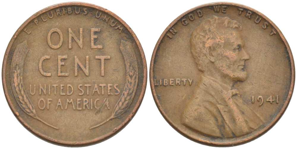 США 1 ЦЕНТ 1941 ЛИНКОЛЬН KM 132 бронза 218-416