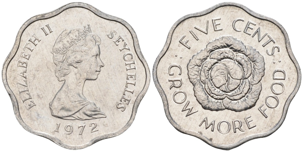 Сейшельские острова 5 центов 1972 FAO, цветок, Елизавета II KM 18 алюминий UNC 4588-649
