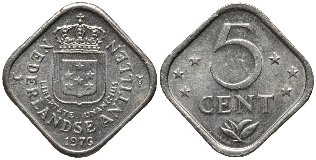 Нидерландские Антилы 5 центов 1976 Юлиана (1948-1980) KM 13 медно-никель 4576-1243