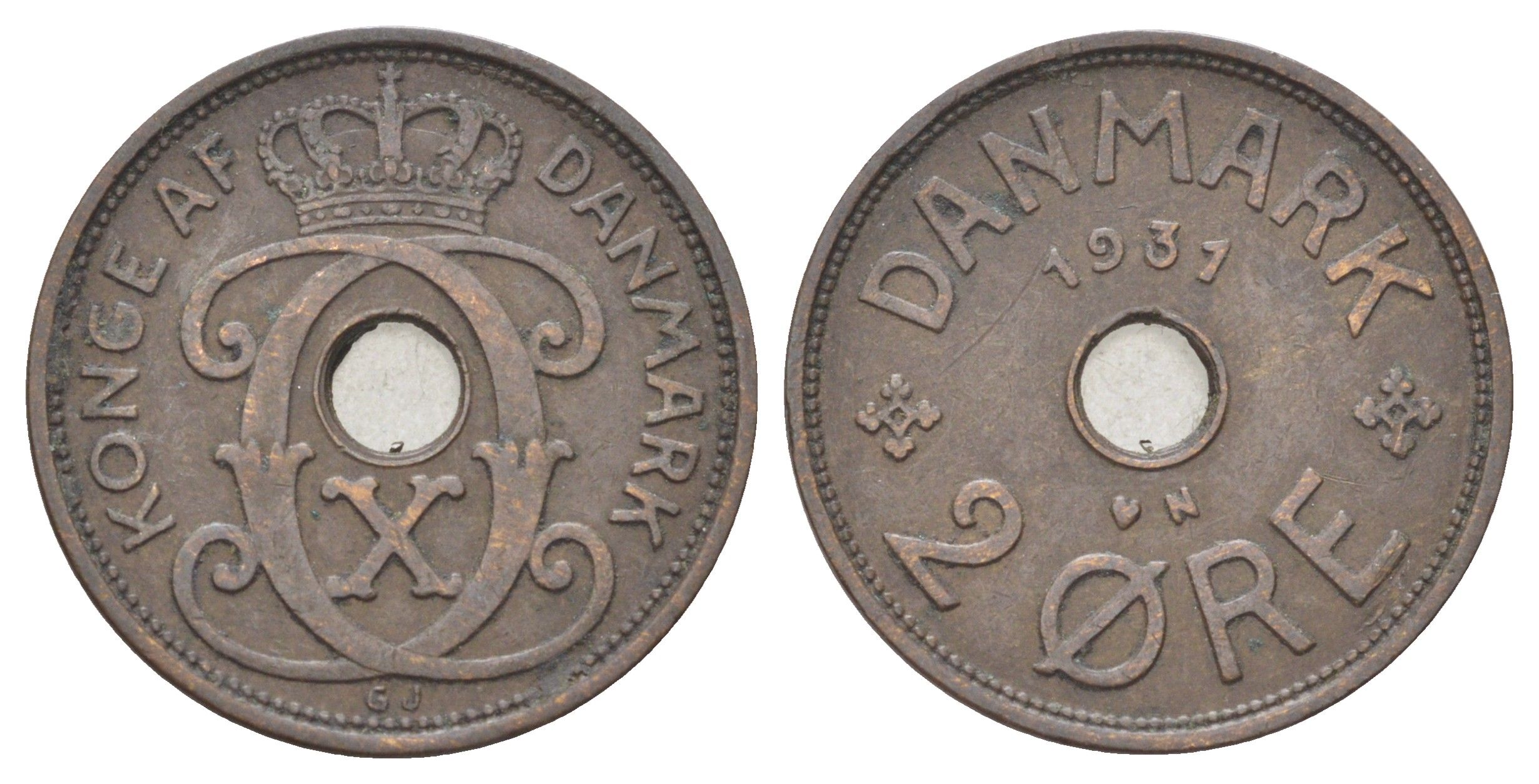 Дания 2 эре 1931 N, Кристиан X (1912-1947) KM 827 бронза 4701-769