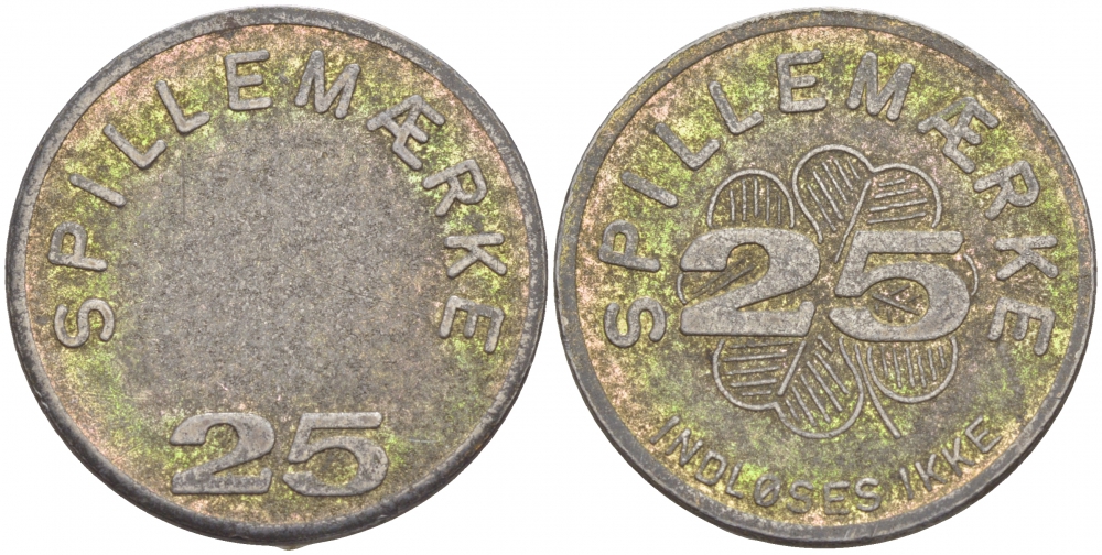 ДАНИЯ ЖЕТОН ИГРОВОЙ ND 25 SPILLEMAERKE белый металл 4544-1031