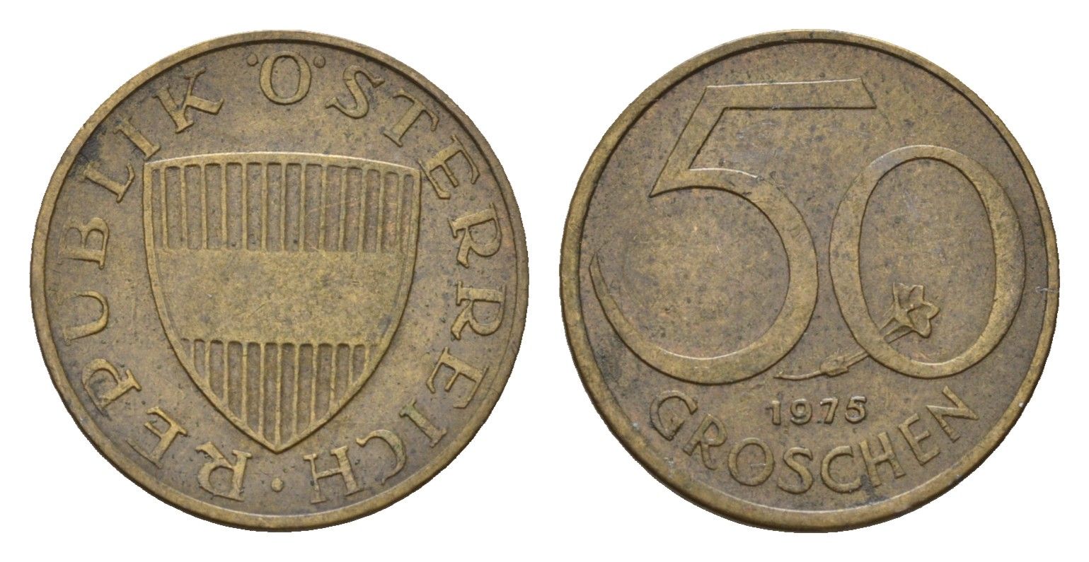 Австрия 50 грошей 1975 KM 2885 алюминиевая бронза 4669-722