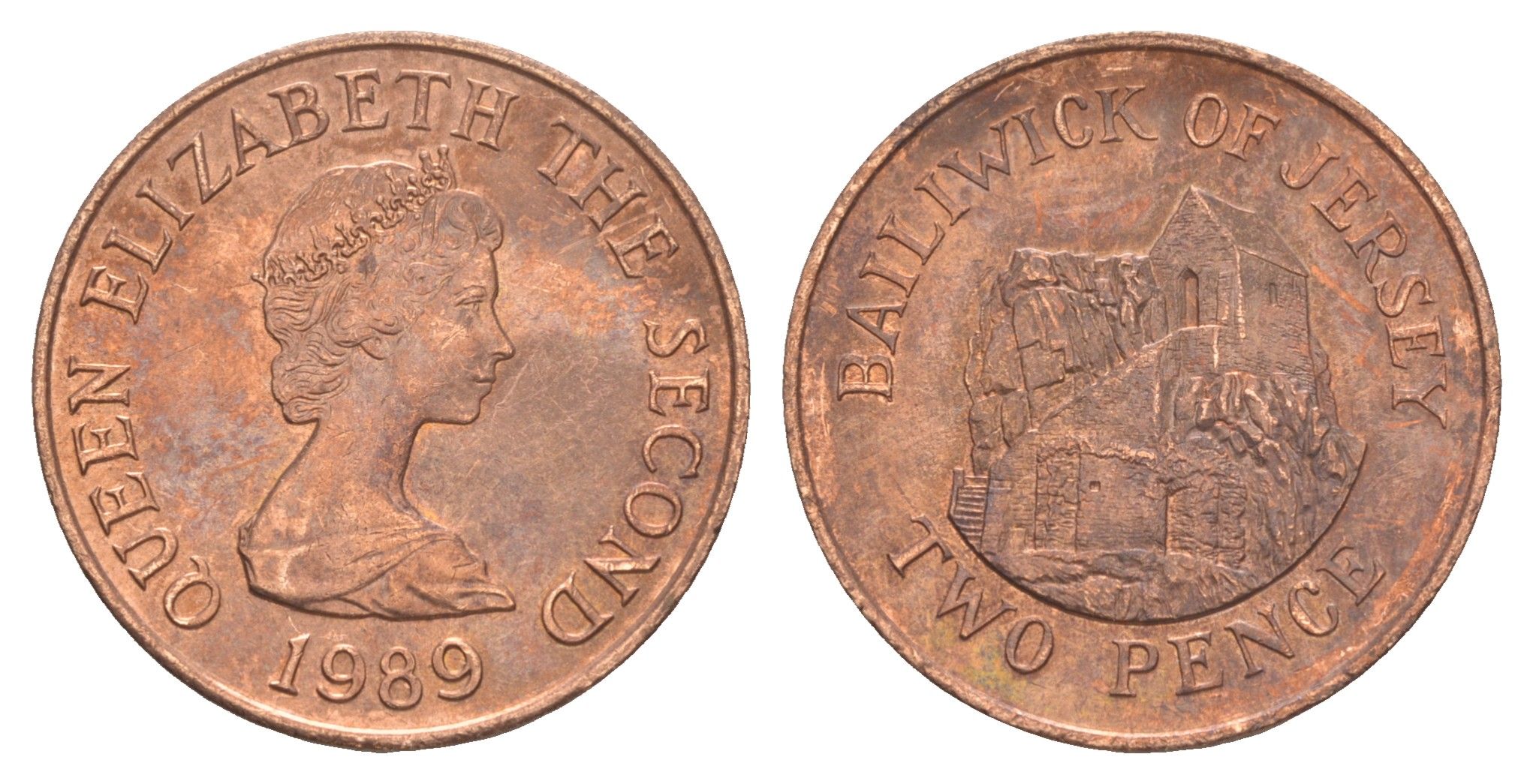 Джерси 2 пенса 1989 Елизавета II (1952-2022), Сент-Хелиер KM 55 бронза aUNC 4652-537