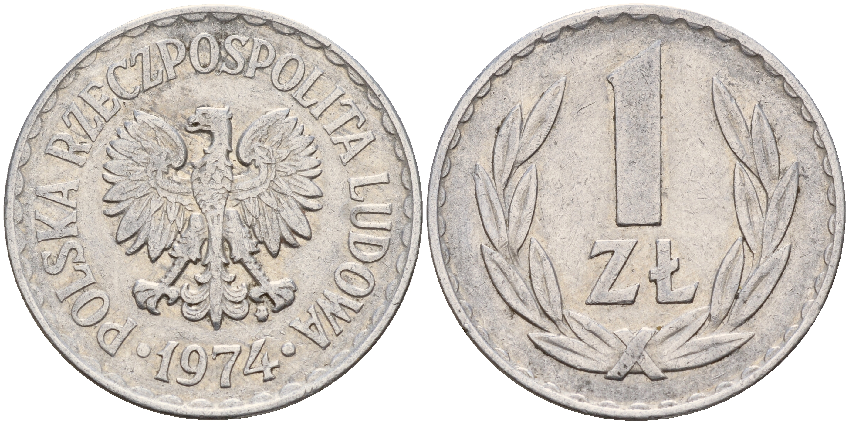 Польша 1 злотый 1974 MW KM 49.1 алюминий    4187-424