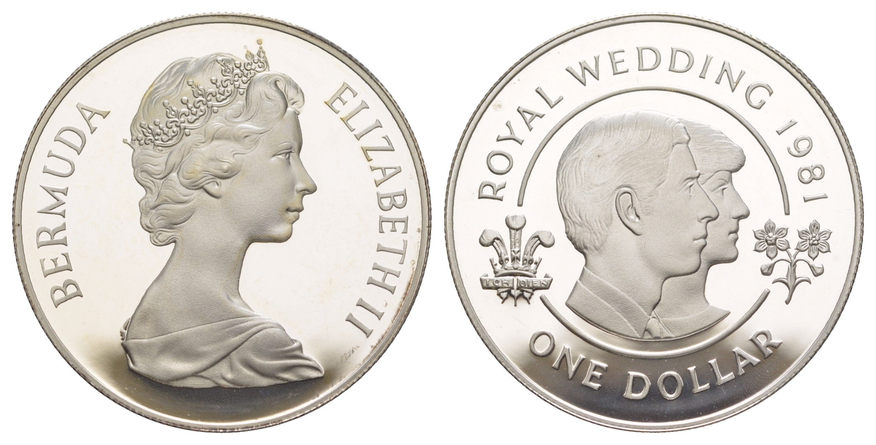 Бермудские острова (Бермуды) 1 доллар 1981 Свадьба Принца Чарльза и Леди Дианы KM 28a серебро PROOF 1091-5-52