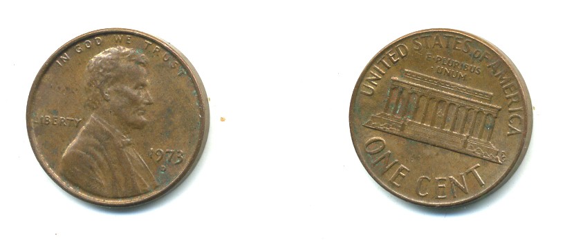 США 1 ЦЕНТ 1973 D, ЛИНКОЛЬН KM 201 медь цинк 54-157