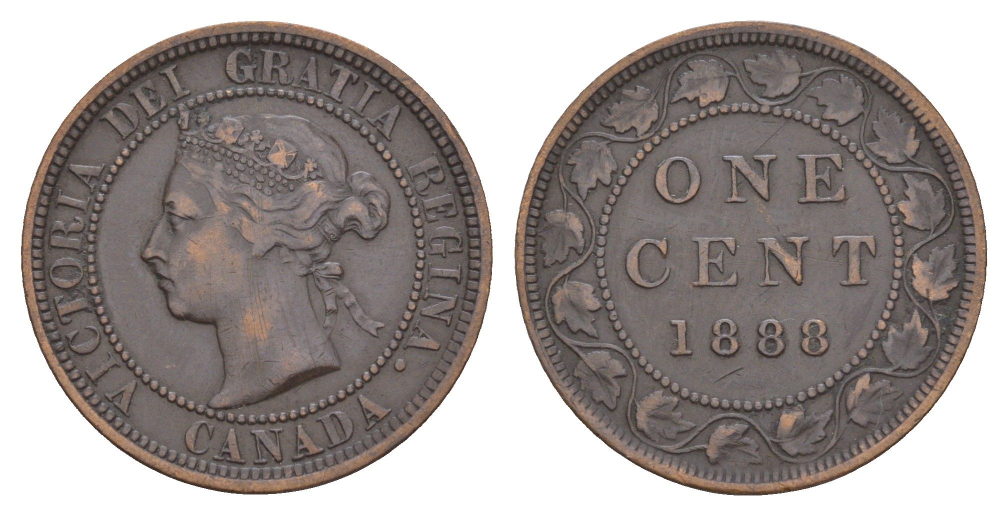 Канада 1 цент 1888 Виктория (1837-1901) KM 7 бронза 4654-1215