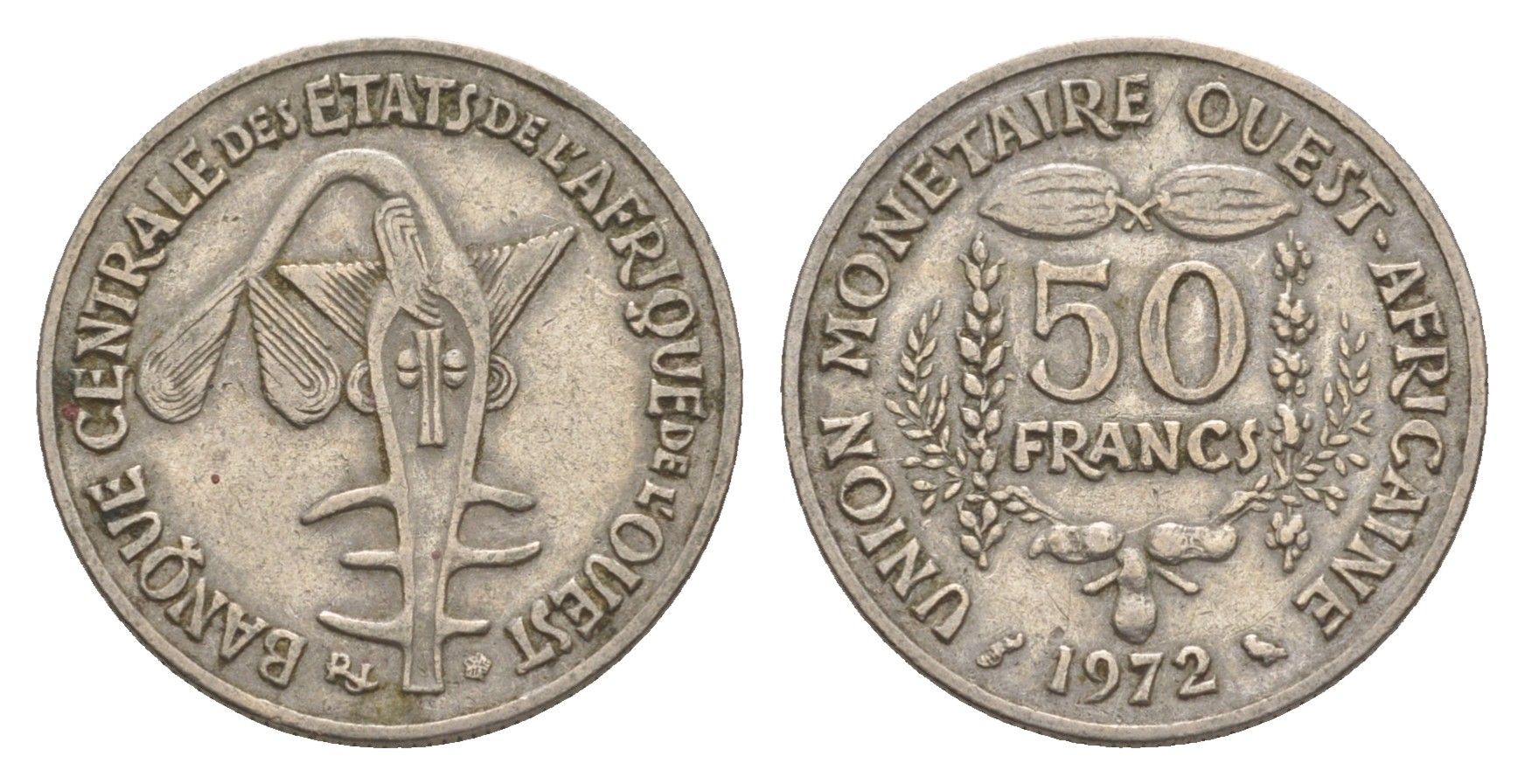 Западная Африка (BCEAO) 50 франков 1972 KM 6 медно-никель 4655-821