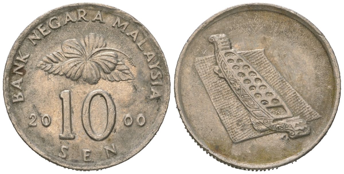 Малайзия 10 сенов 2000 цветок KM 51 медно-никель 4618-726
